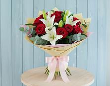 Букет цветов из:  Лилии и Розы в Базарные Матаки