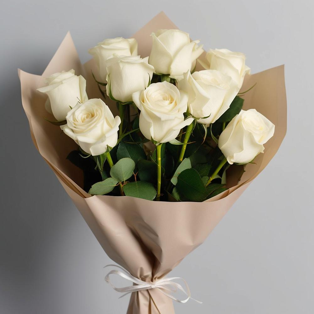 Букет 9 Белых роз Эдлесс Лав в Базарные Матаки