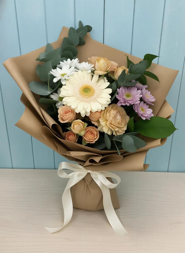 Букет цветов из: Герберы и Хризантемы в Базарные Матаки