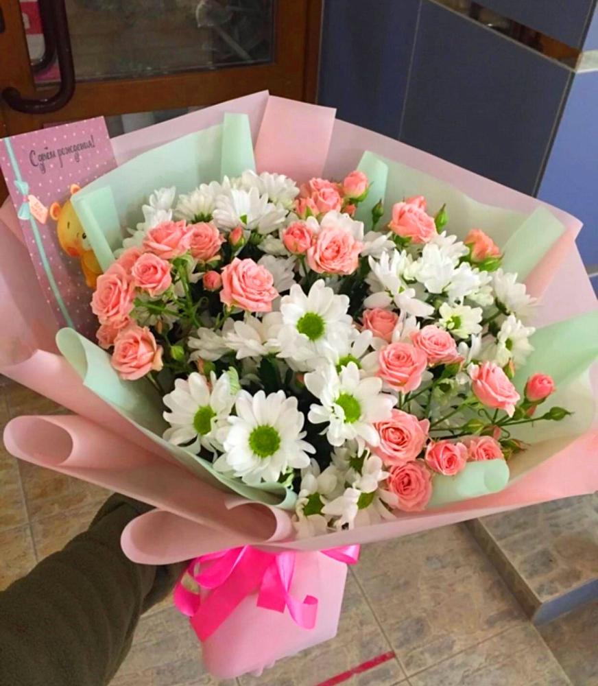 Букет цветов из: Розы и Хризантемы в Базарные Матаки