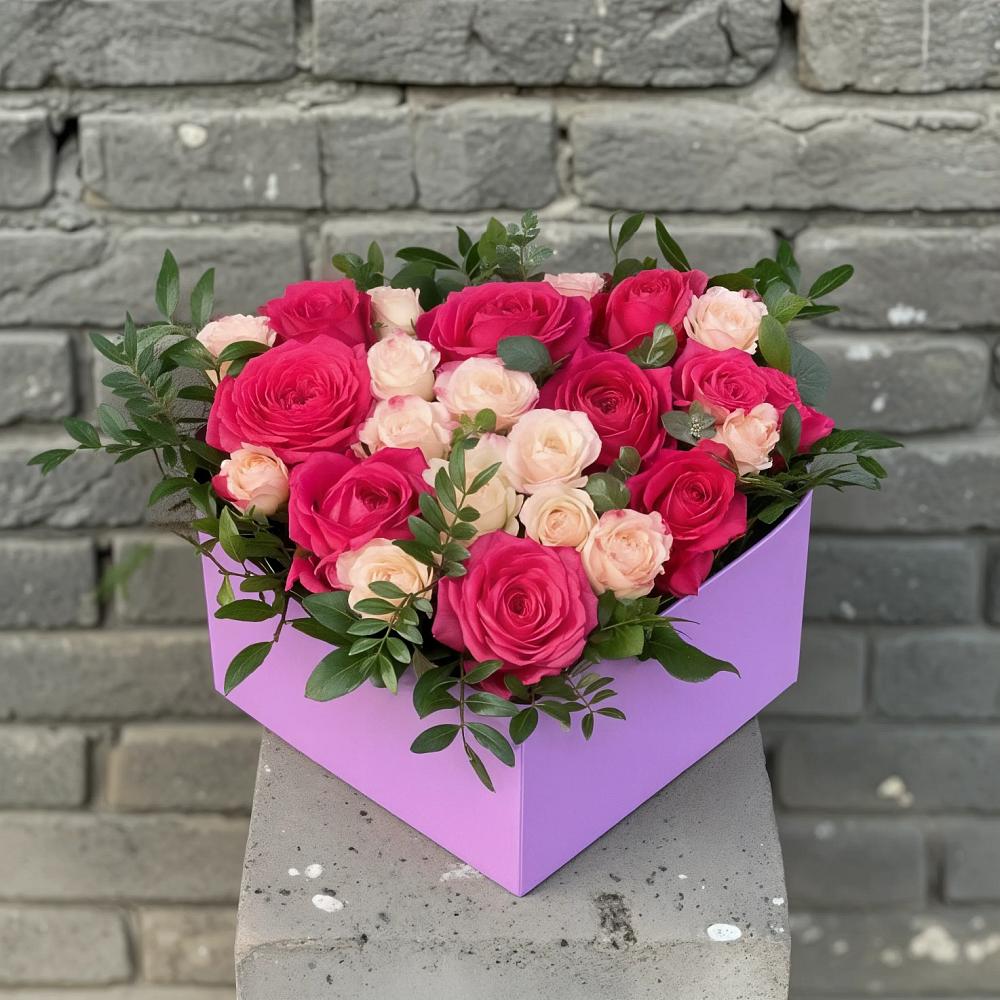 Цветочная композиция из Розы в коробке в Базарные Матаки