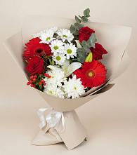 Букет цветов из:  Розы, Хризантемы, Герберы и Лилии в Базарные Матаки