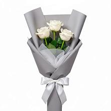 Букет 3 белые розы в Базарные Матаки