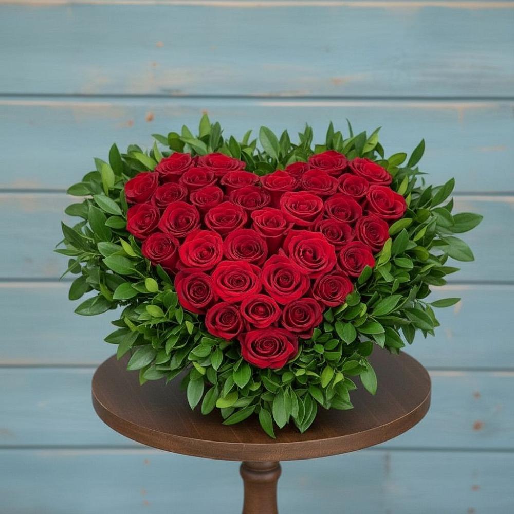 Цветочная композиция из Розы в виде сердца в Базарные Матаки