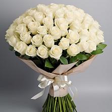 Букет 101 беля роза Белоснежка в Базарные Матаки