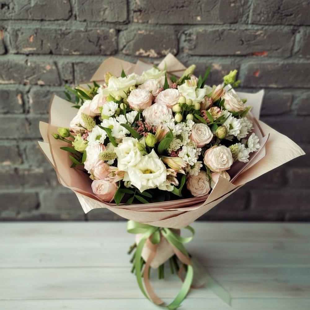 Букет цветов из: Альстромерии, Розы и Хризантемы в Базарные Матаки