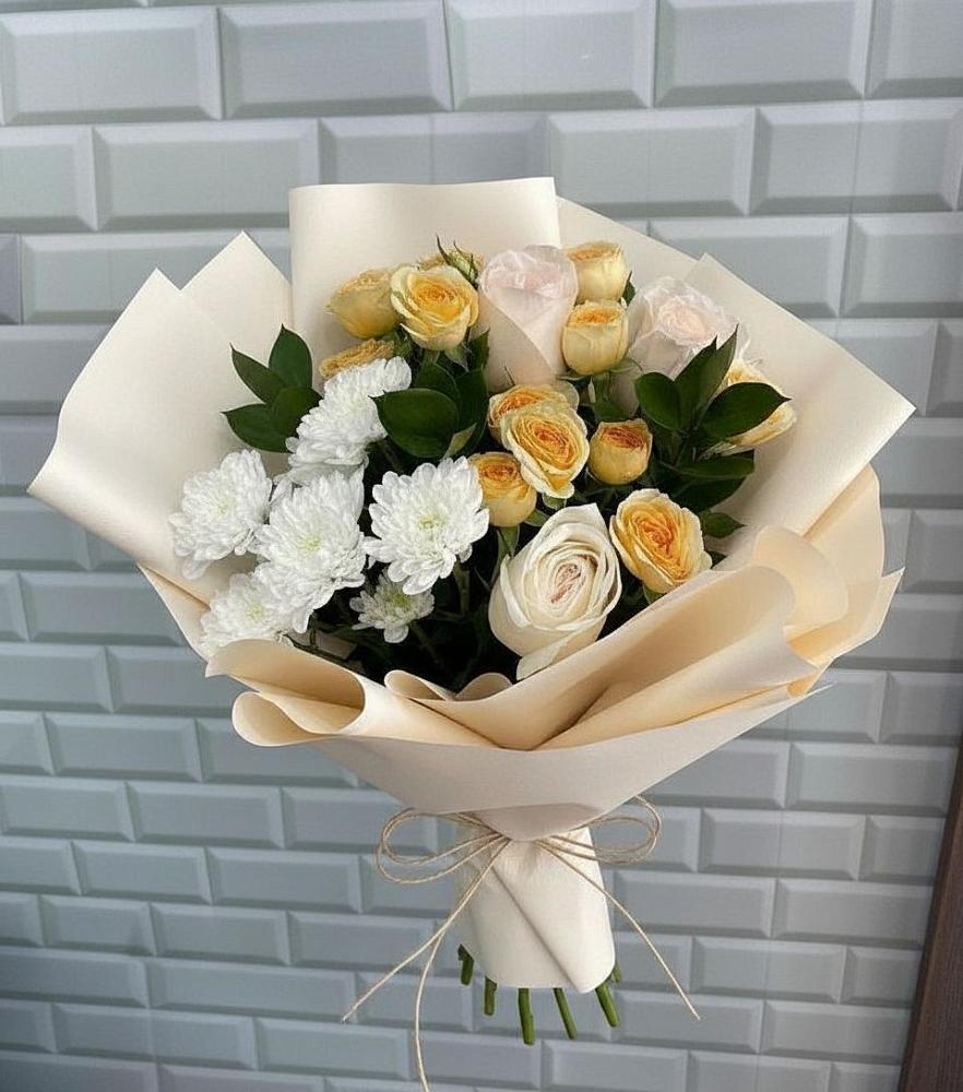 Букет цветов из: Розы и Хризантемы в Базарные Матаки