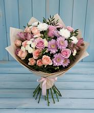Букет цветов из:  Хризантемы, Розы и Альстромерии в Базарные Матаки