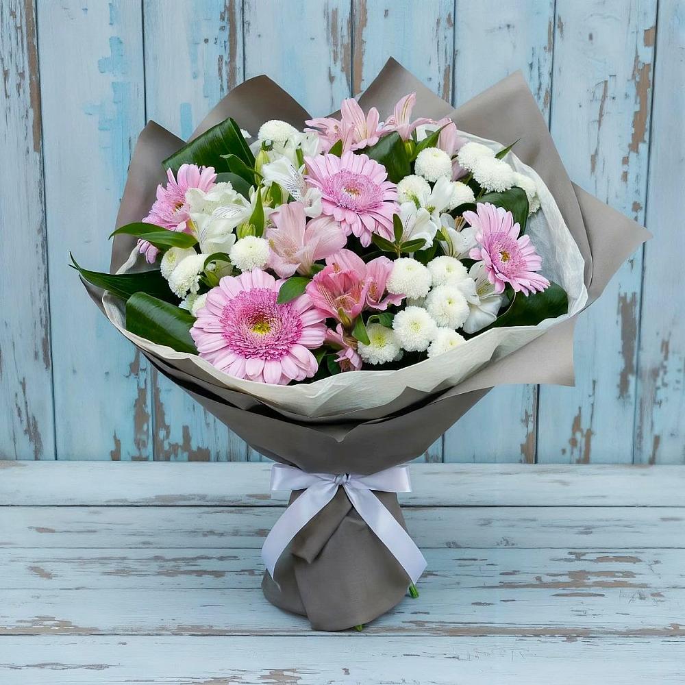 Букет цветов из: Герберы, Альстромерии и Хризантемы в Базарные Матаки