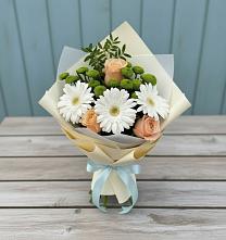 Букет цветов из:  Герберы, Розы и Хризантемы в Базарные Матаки