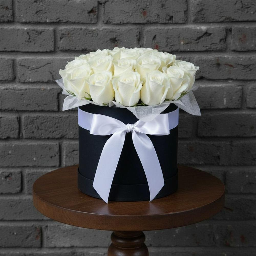 Цветочная композиция из Розы в шляпной коробке в Базарные Матаки