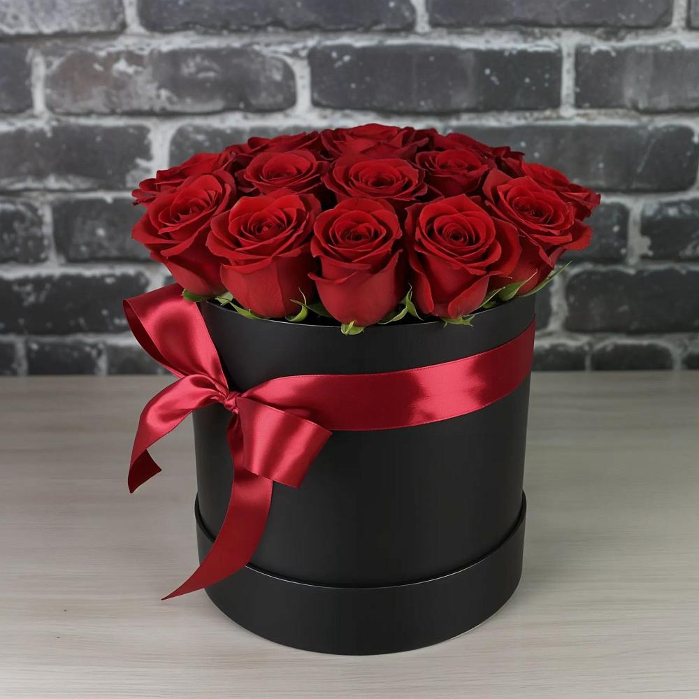 Цветочная композиция из Розы в шляпной коробке в Базарные Матаки