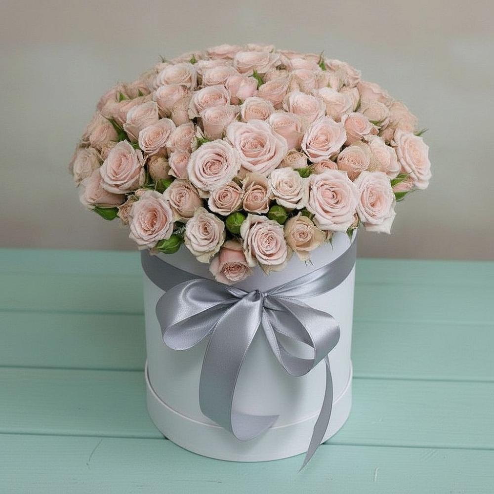 Цветочная композиция из Розы в шляпной коробке в Базарные Матаки